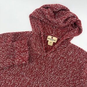 Woolrich Womens Red Heather Speckled Knit Hoodie Sweatshirt Size Medium